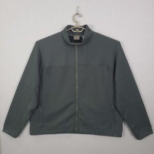 LL Bean Full Zip Jacket Mens XXL Green Gray Excellent Waffle Knit 525958